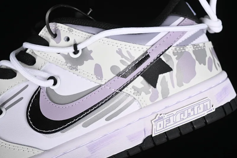 All Categories Nk SB Dunk Series Nk SB Dunk Low Low-top sneakers Nk Dunk Low Special mission camouflage Warship Simple black, white, purple and gray SB strap low-top casual sneakers DD1391-100